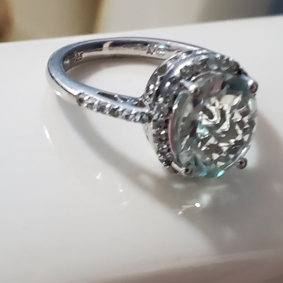 925 SS PRASIOLITE + DIAMOND RING - Picture 6 of 8